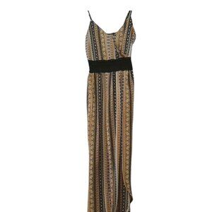 Vintage Pattern Jumpsuit with slits on legs